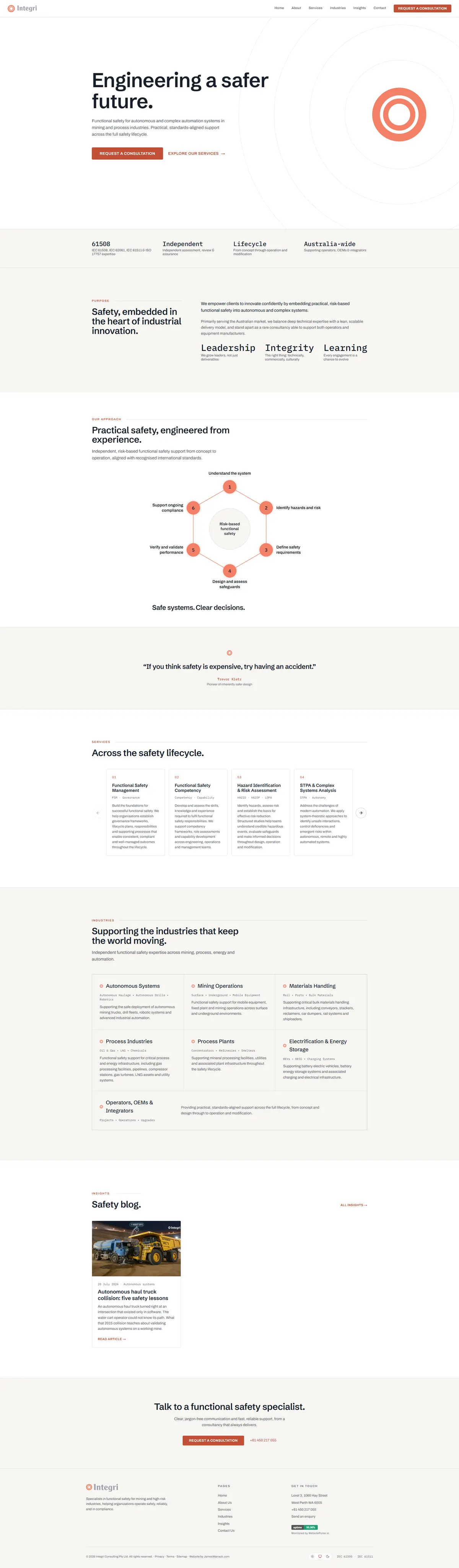 The rebuilt Integri Consulting site